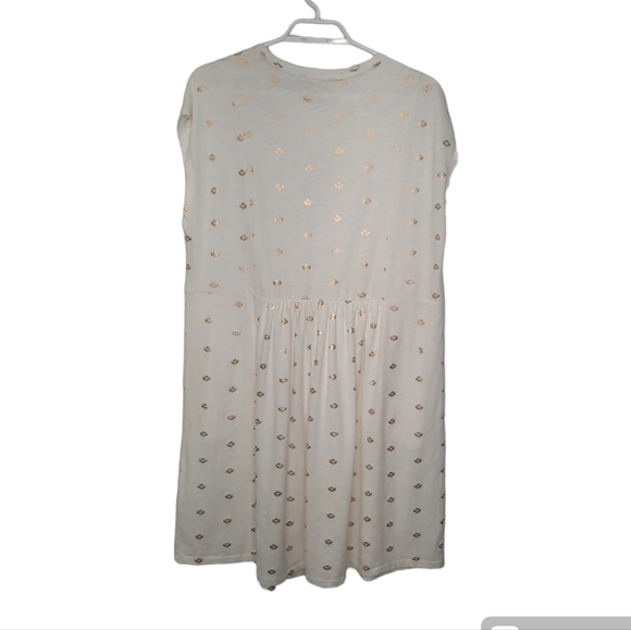 Boden Jersey TShirt Dress Glorious British Style White Gold Foil Womens Size 10R - Picture 12 of 15